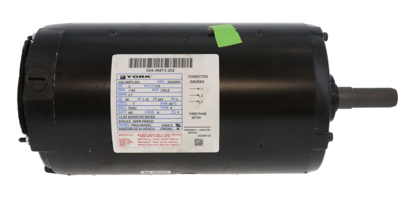York | 024-36873-202 | 2HP 575V 1150 RPM 3-Phase AC Motor