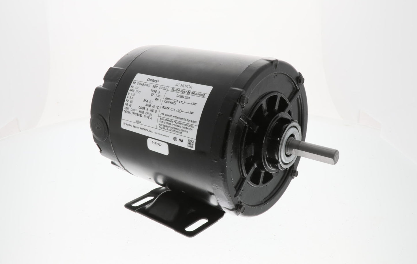 Regal Rexnord - Century Motors | 889A | 1/3HP 115V 1725 RPM Single Phase AC Motor