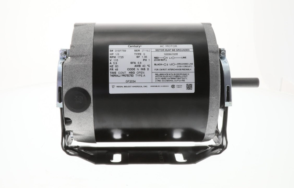 Tjernlund Products | 950-0131 | 1/3HP 115V 1725 RPM Single Phase AC Motor