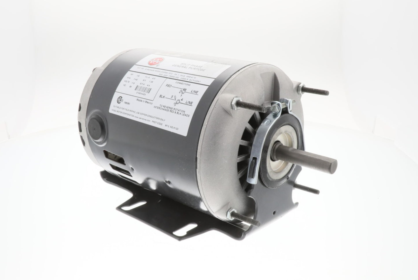Nidec-US Motors | D16B3N4Z9 | 1/6HP 115V 1140 RPM Single Phase AC Motor