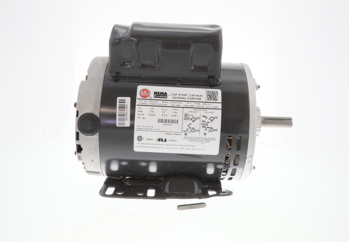 Nidec-US Motors | D34CP2PH | 3/4HP 115/230V 1725 RPM Single Phase AC Motor