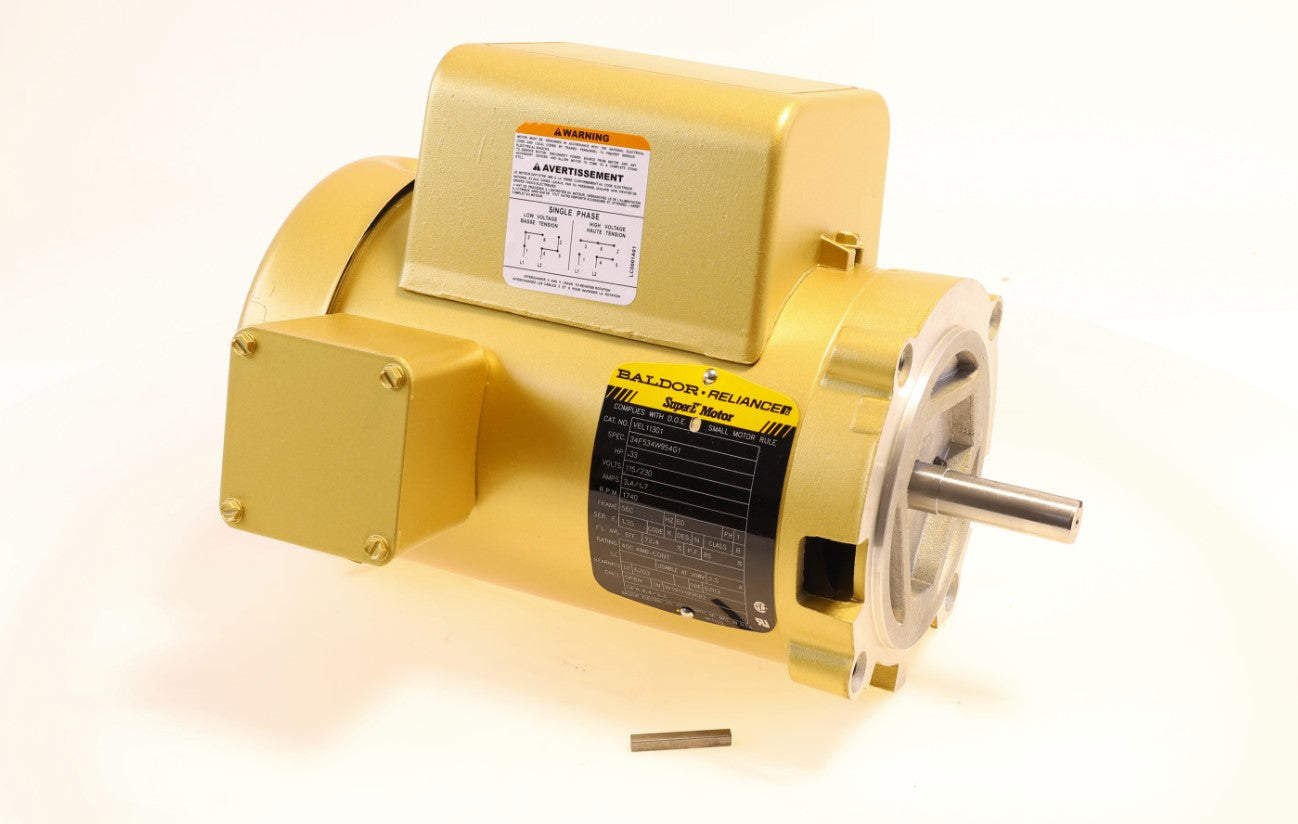 Baldor Motor | VEL11301 | 1/3HP 115/230V 1800 RPM Single Phase AC Motor