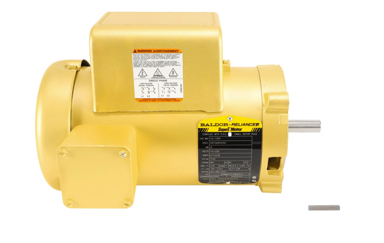 Baldor Motor | VEL11304 | 1/2HP 115/230V Single Phase AC Motor